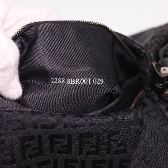 FENDI Zucchino Canvas Mamma Baguette Shoulder Bag Black Auth fm2228 - Picture 12 of 16